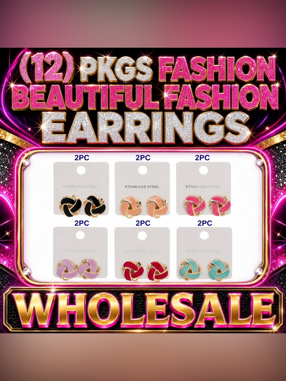 12 PACKS OF FASHION EARRINGS
